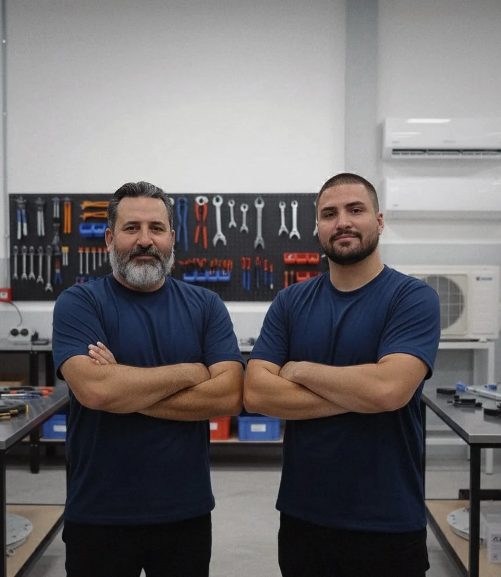 Marcos e Pedro, técnicos da Climax Ar Condicionado